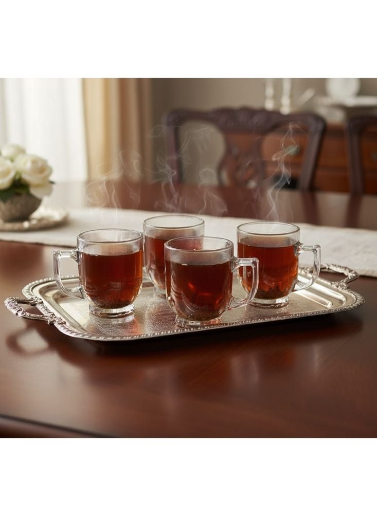 بريميم كوب شاي أنيق من الزجاج الشفاف بقاعدة منقوشة – سعة مئتين وأربعين مل، مع تصميم مقبض راقٍ - Image 3