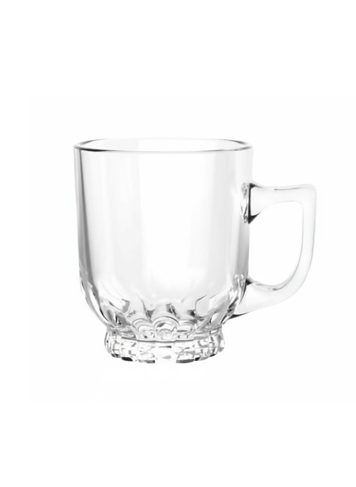 بريميم كوب شاي أنيق من الزجاج الشفاف بقاعدة منقوشة – سعة مئتين وأربعين مل، مع تصميم مقبض راقٍ - Image 1