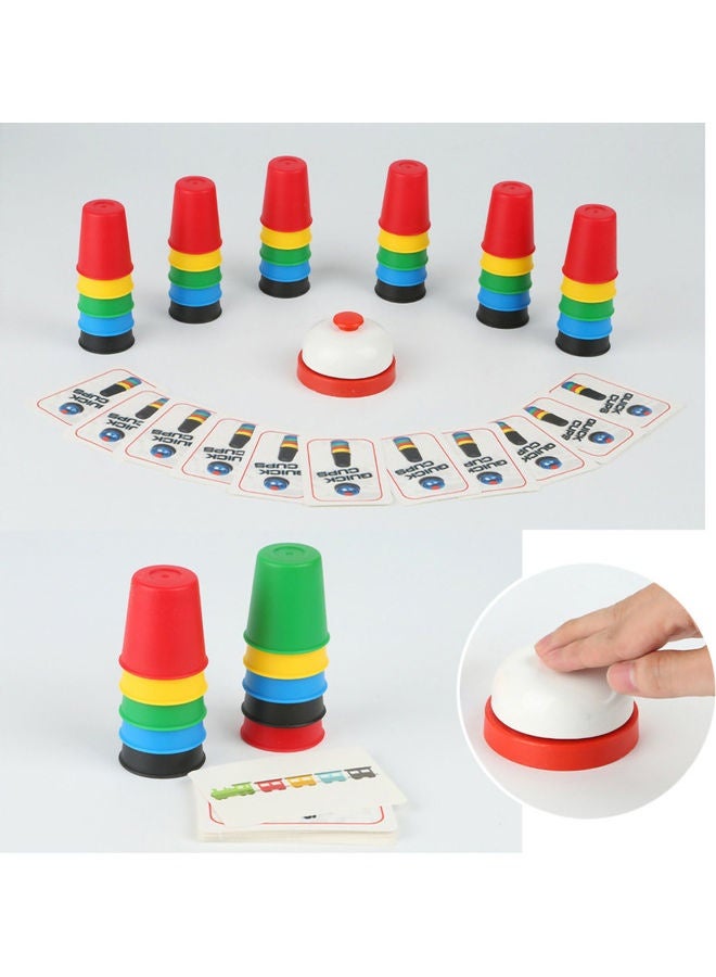 Quick Stacking Cups Game - 2-6 Players, 24 Color Cards, Puzzle Tabletop Challenge  - Image 4