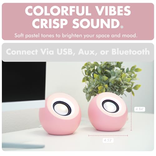 X9 Performance Pink Computer Speakers for Desktop PC with RGB Lighting, Bluetooth, USB, and AUX - Triple Mode Connection, Dual 2.25" Drivers for Work and Play, Bluetooth Desktop Speakers for PC - Pink - Image 3