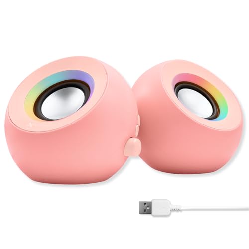 X9 Performance Pink Computer Speakers for Desktop PC with RGB Lighting, Bluetooth, USB, and AUX - Triple Mode Connection, Dual 2.25" Drivers for Work and Play, Bluetooth Desktop Speakers for PC - Pink - Image 1