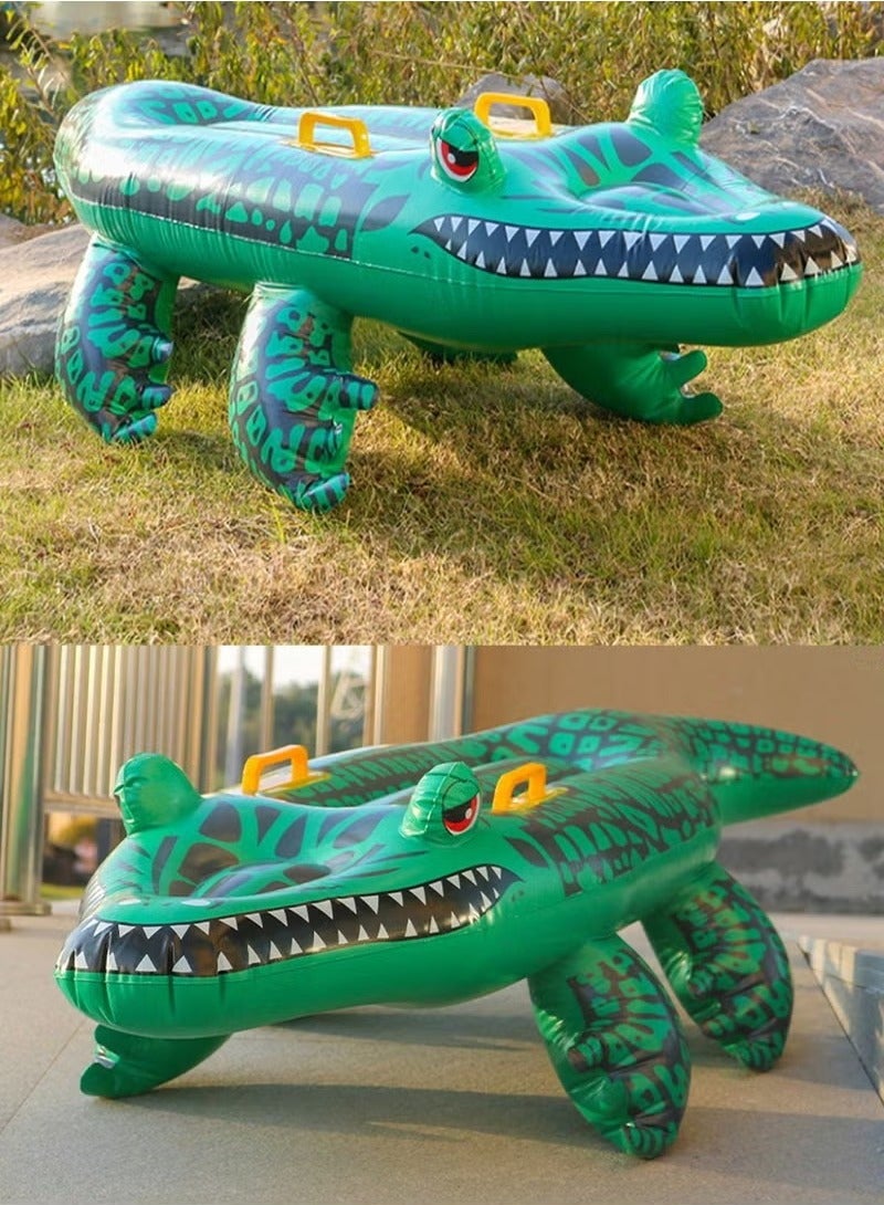 Inflatable swimming float with crocodile design, equipped with strong handles for easy balance and grip – length: 140cm, width: 52cm.  - Image 2