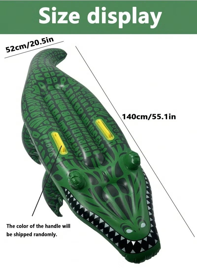 Inflatable swimming float with crocodile design, equipped with strong handles for easy balance and grip – length: 140cm, width: 52cm.  - Image 4