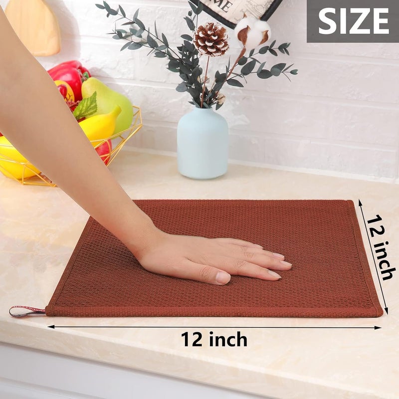Homaxy 100% Cotton Waffle Weave Kitchen Dish Cloths, Ultra Soft Absorbent Quick Drying Dish Towels, 12 x 12 Inches, 18-Pack, Rust - Image 5