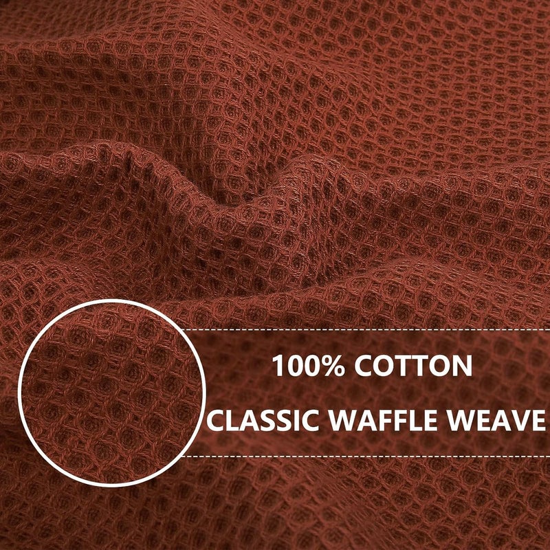 Homaxy 100% Cotton Waffle Weave Kitchen Dish Cloths, Ultra Soft Absorbent Quick Drying Dish Towels, 12 x 12 Inches, 18-Pack, Rust - Image 2