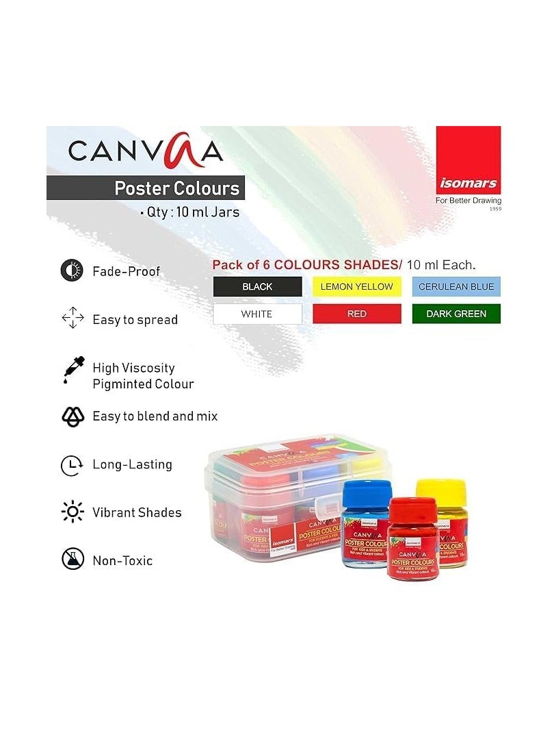 Isomers Isomars Artist Coloring Kit with 18" Wooden Easel, Canvas, Six CANVAA Poster Colours, Small Palette, Round and Flat Brushes Kit - Image 3