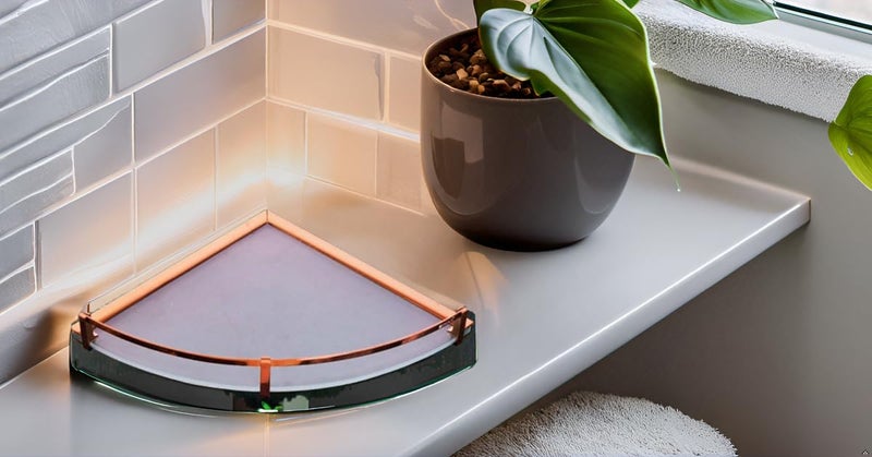 INOCI Neptune Series 12x12 Stainless Steel Glass Corner Shelf, Rose Gold Finish Frame for Bthroom/Bedroom/Kitchen - Image 2