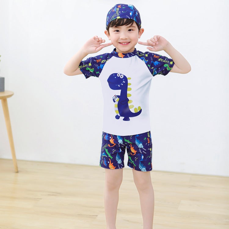 Generic Boys Surf Swimwear Set with Cap White (with hat) 