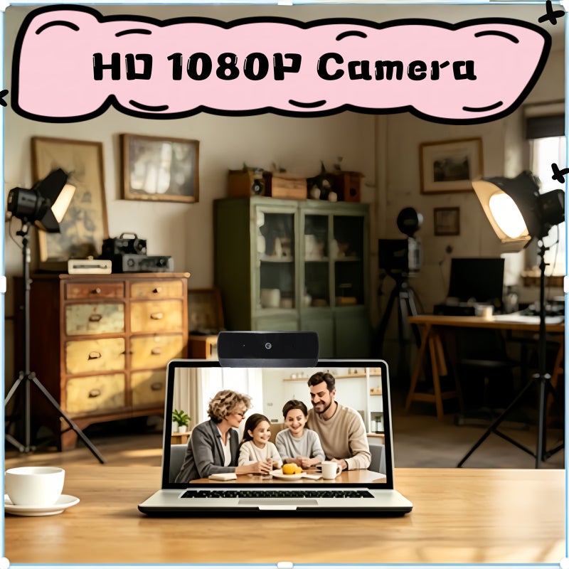 كاميرا ويب خارجية بدقة HD 1080P مع ميكروفون مدمج، تعمل بتوصيل USB والتشغيل الفوري لأجهزة الكمبيوتر المكتبية والمحمولة، للبث المباشر، باللون الأسود موديل MTV1 - Image 1