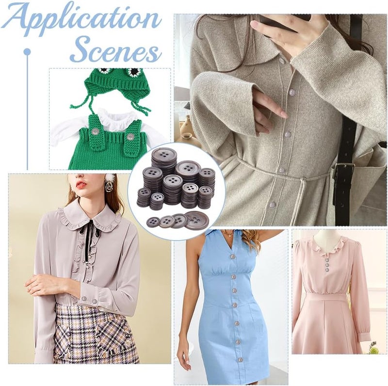 كلاراكو أزرار صدفية طبيعية من Klarako، 120 قطعة، أزرار بدلات مسطحة مستديرة، مقاس 10/12.5/15/20 مم، أزرار خياطة يدوية للسترة الرسمية والمعطف والقميص، رمادي - Image 5