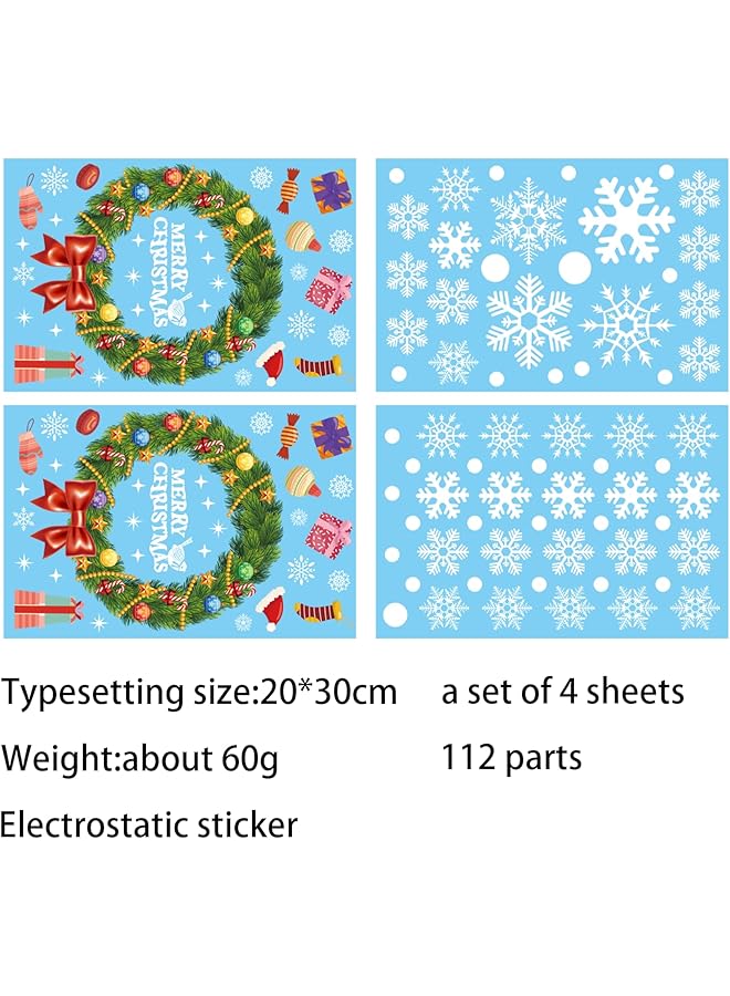erorex Window Clings Wreath Snowflakes Candy Window Decorations Stickers Xmas Garland Window Decals Decor For Glass Windows Holiday Office Home Party Decorations - Image 4