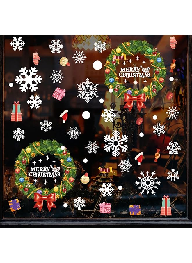 erorex Window Clings Wreath Snowflakes Candy Window Decorations Stickers Xmas Garland Window Decals Decor For Glass Windows Holiday Office Home Party Decorations - Image 3