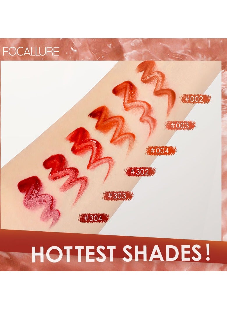 FOCALLURE Jelly Clear Glossy Dewy Tint Long Lasting Lip Gloss #302 Red - Image 5
