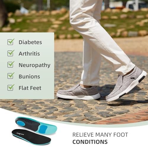 OrthoComfoot Men's Orthopedic Comfy Slip-On Sneakers, Plantar Fasciitis Flat Feet Heel Pain Relief Shoes, Cushioned Slip-On Shoes for Walking Light Grey Size 10.5 - Image 4
