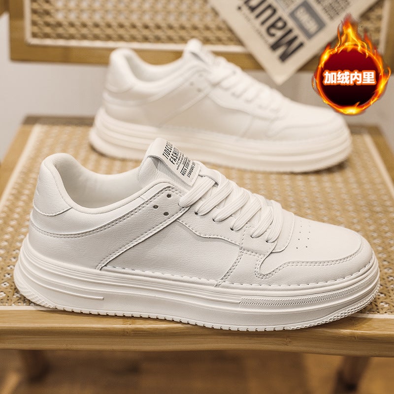 Men''s White Sneakers 2026 New Spring Trendy Brand Thick-Soled Casual Sneakers Men''s Leather Hot-Selling Height-Increasing Sports Trendy Shoes - Image 1