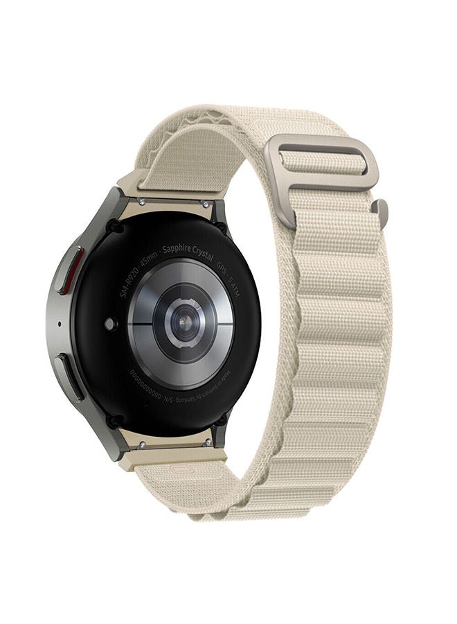 O Ozone Alpine Loop For Samsung Galaxy Watch 7 6 5 4 FE 40mm 44mm 45mm/Galaxy Watch 6 4 Classic 43mm 47mm 42mm 46mm    Strap with Metal G Hook - Starlight - Image 2