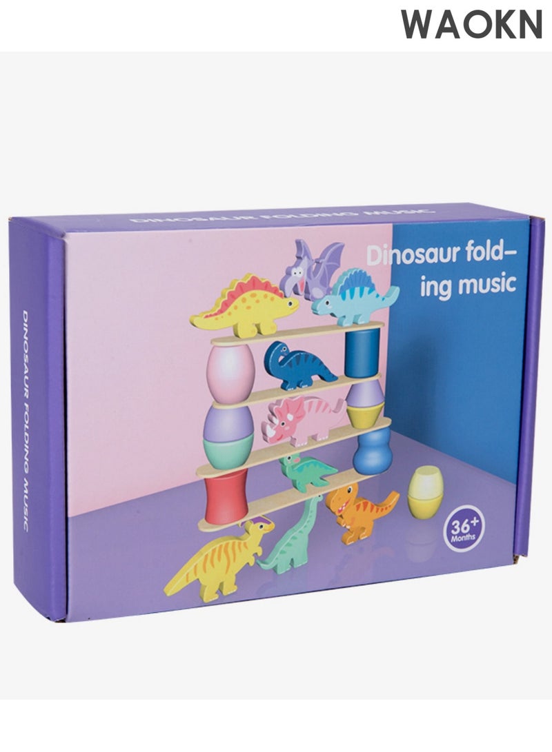 دبليو أيه أو كي أن لعبة التراص الديناصورات الخشبية | لعبة النشاط | لعبة مونتيسوري | الألعاب التعليمية المبكرة | لعبة موازنة الديناصورات | لعبة التراص الحيوانية مجموعة الكتل الخشبية ، مونتيسوري الإبداعية في وقت مبكر من الفرز التعليمي والمطابقة أنشطة الألغاز لعبة للأطفال الصغار والأولاد والبنات - Image 5