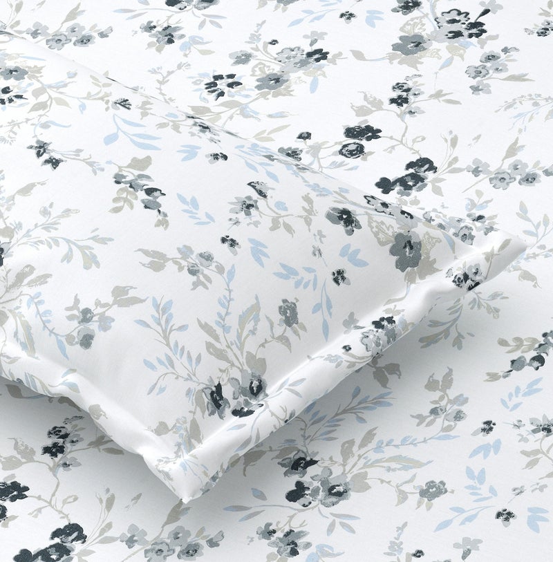 Plumora King Size Fitted Bedsheet with Elastic, 100% Pure Cotton King Size Fitted Bedsheet for Double Bed with 2 Pillow Covers, 240 TC, 72×78 Inches up to 8-inch Mattress, Floral Design (Spring Tide) - Image 1