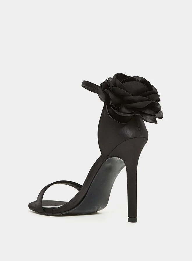 ستايلي Floral Corsage Ankle Strap Stiletto Heel Sandal