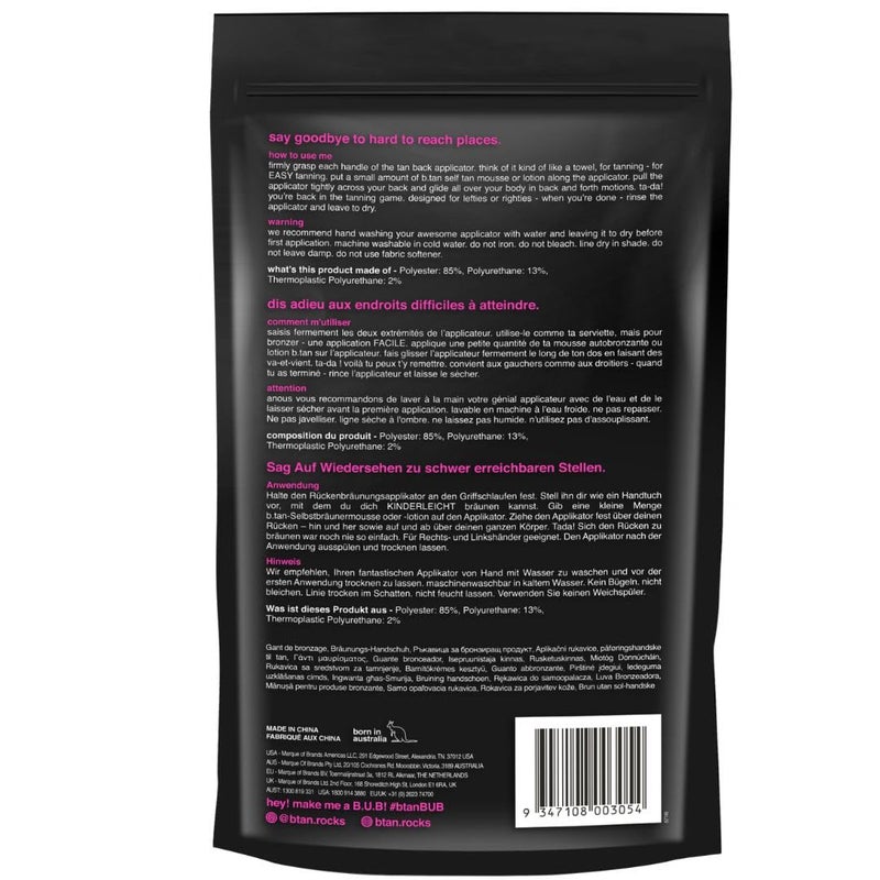 b tan b.tan Back Self Tanning Applicator | We've Got Your Back - Best Sunless Tanner Body Mitt w/Handles, Streak-Free, Velvety Soft, Reusable, Washable, Great for Foam, Mousse, Gradual Lotion, & Drops - Image 2