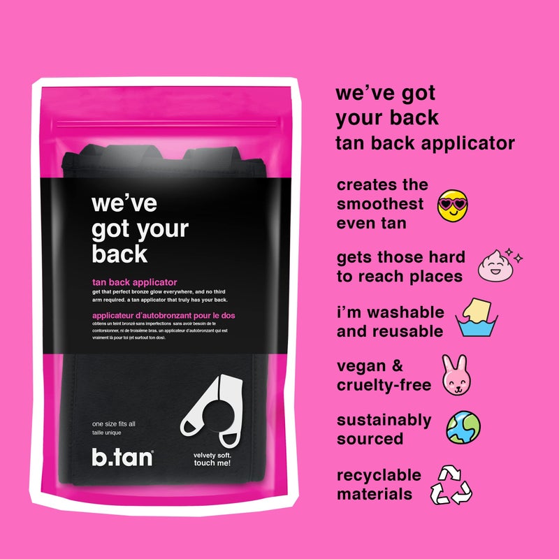 b tan b.tan Back Self Tanning Applicator | We've Got Your Back - Best Sunless Tanner Body Mitt w/Handles, Streak-Free, Velvety Soft, Reusable, Washable, Great for Foam, Mousse, Gradual Lotion, & Drops - Image 3
