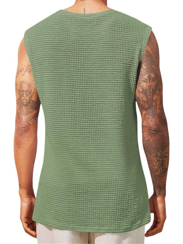 THE BLAZZE Men's Knitted Tank Tops Sleeveless Casual T Shirts Summer Beach Tank Shirts Waffle Tee B L2712 VK 5000 (2XL, PIS) - Image 2