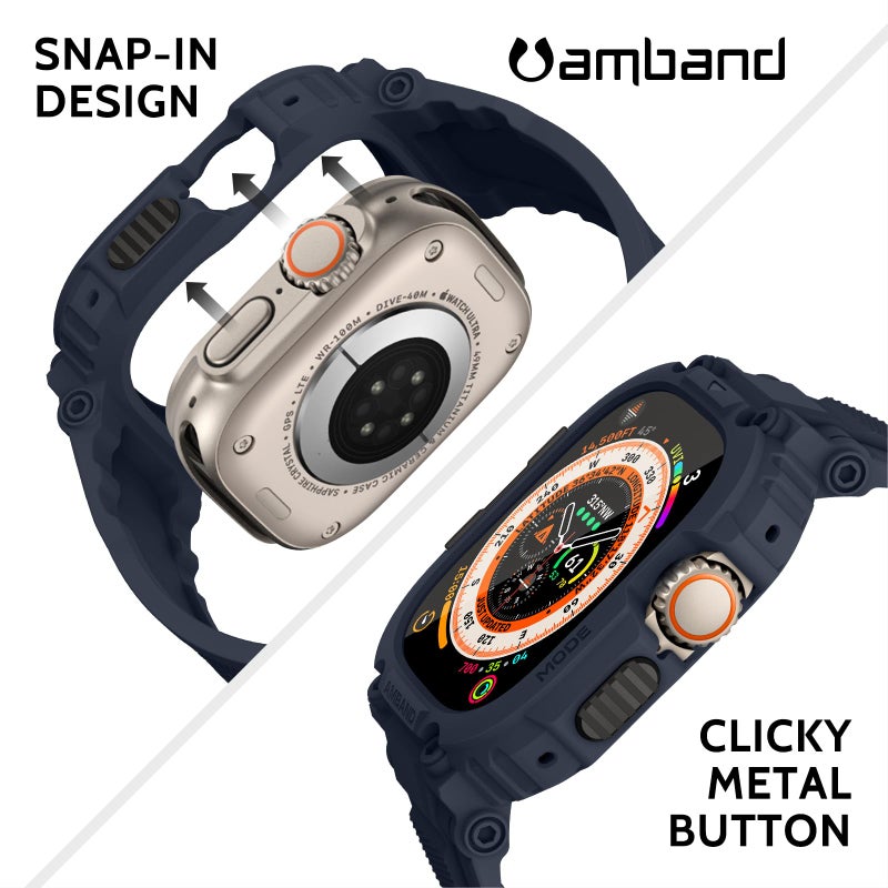 amBand for Apple Watch Ultra 3/2/1 Case, M1 Sport Series Durable Bumper and Screen Protector Fits iWatch Ultra Bands 49mm, Waterproof Gym Workout Accessories for Running Swimming Boating - Navy Blue - Image 5