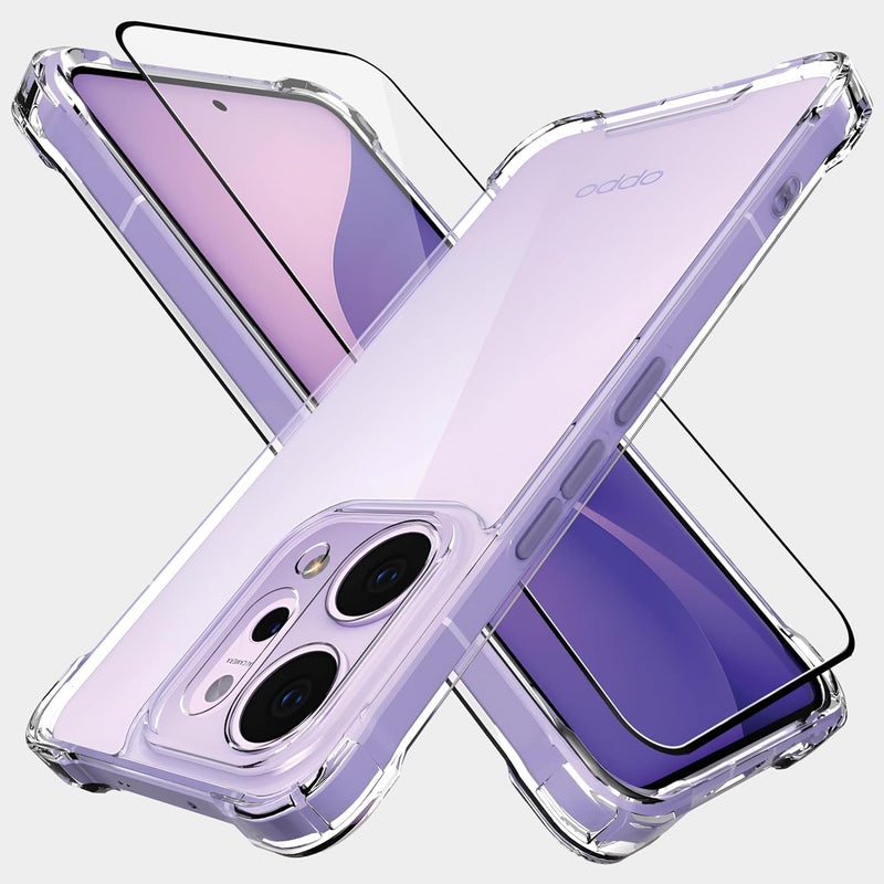 ShieldTech غطاء خلفي + واقي شاشة لهاتف أوبو رينو 14 برو 5G | غطاء خلفي شفاف لهاتف أوبو رينو 14 برو | غطاء خلفي شفاف من TPU لهاتف رينو 14 برو 5G - Image 1