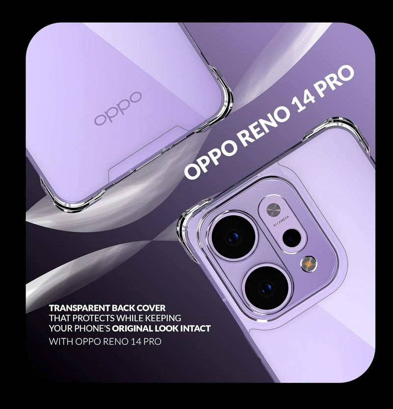 ShieldTech غطاء خلفي + واقي شاشة لهاتف أوبو رينو 14 برو 5G | غطاء خلفي شفاف لهاتف أوبو رينو 14 برو | غطاء خلفي شفاف من TPU لهاتف رينو 14 برو 5G - Image 4