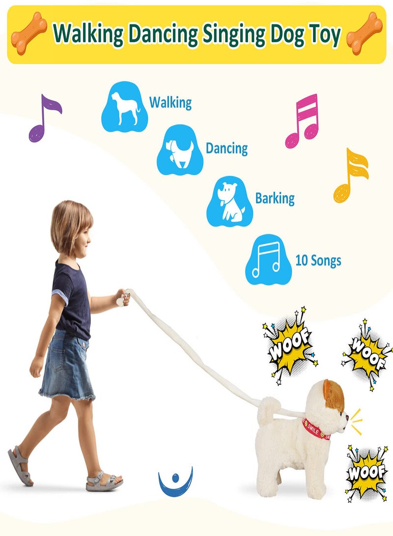 Walking Dog Toy, Musical Singing Dancing Plush Interactive Dog Walk Along Toy Puppy, with Leash Dog Robot Plush Stuffed Animal Shaking Toy for Boys Girls, Stuffed Electronic Pet for Kids - Image 4