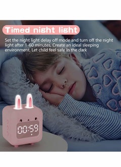 SYOSI Kids Alarm Clock, Digital Night Light Sound Activated Chime White Noise Customizable Ringtones Cute Bunny Alarm Clock with USB  - Image 5