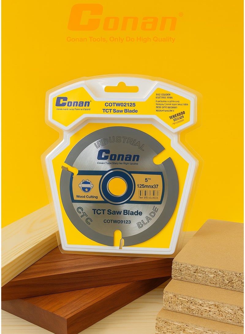 Conan TCT Circular Saw Disc Blade for Wood Cutting - 5" (125mm), 3T Teeth, Model COTW03125, Industrial Grade - Image 3