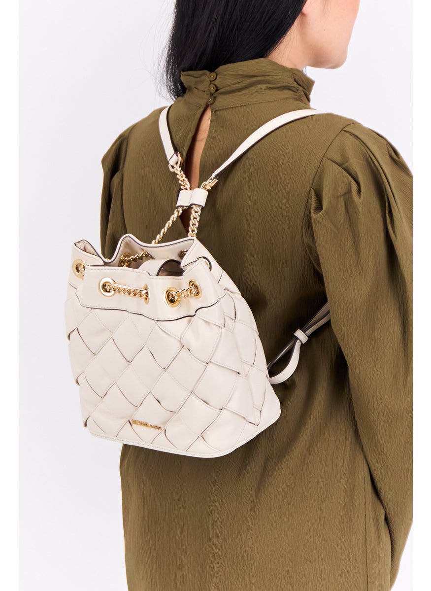 Michael Kors Women Brand Logo Backpack Bag 23 H x 32 L x 13 W cm, Cream  - Image 2