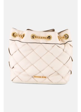 Michael Kors Women Brand Logo Backpack Bag 23 H x 32 L x 13 W cm, Cream  - Image 1