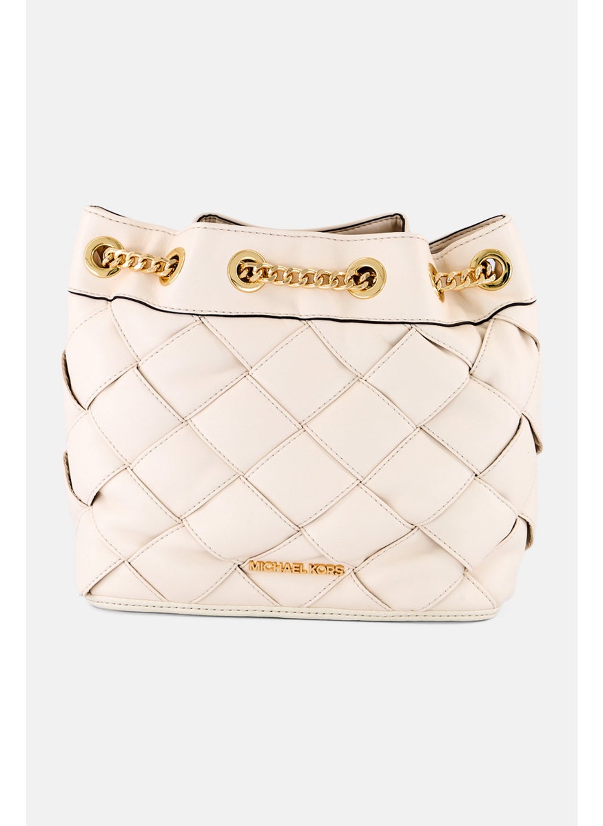 Michael Kors Women Brand Logo Backpack Bag 23 H x 32 L x 13 W cm, Cream  - Image 1