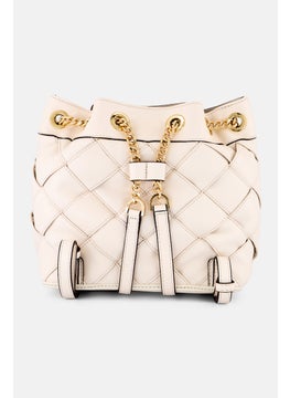Michael Kors Women Brand Logo Backpack Bag 23 H x 32 L x 13 W cm, Cream  - Image 3
