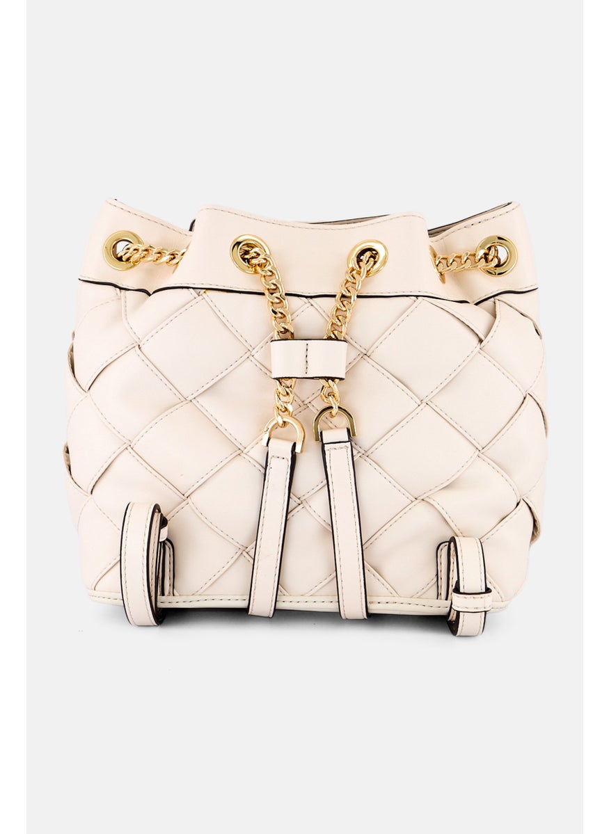 Michael Kors Women Brand Logo Backpack Bag 23 H x 32 L x 13 W cm, Cream  - Image 3