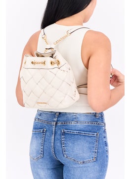 Michael Kors Women Brand Logo Backpack Bag 23 H x 32 L x 13 W cm, Cream  - Image 5