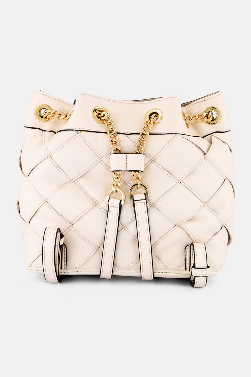 Michael Kors Women Brand Logo Backpack Bag 23 H x 32 L x 13 W cm, Cream  - Image 3