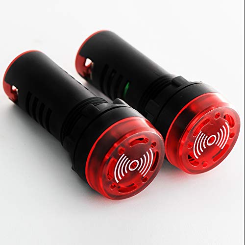 DIGITEN AC DC 12V 22mm Red LED Flash Alarm 80dB Indicator Light Lamp with Buzzer Pack of 2 - Image 1