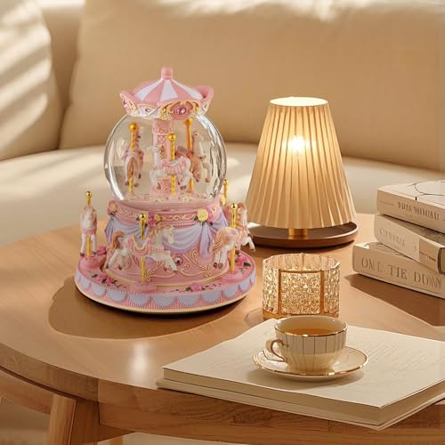 Mr.Winder Carousel Snow Globe Birthday Gift for Girls Daughter, Carousel Music Box Plays You are My Sunshine, Upgraded Merry Go Round Carousel Horse Gifts for Mom Friend Sister Women - Image 5