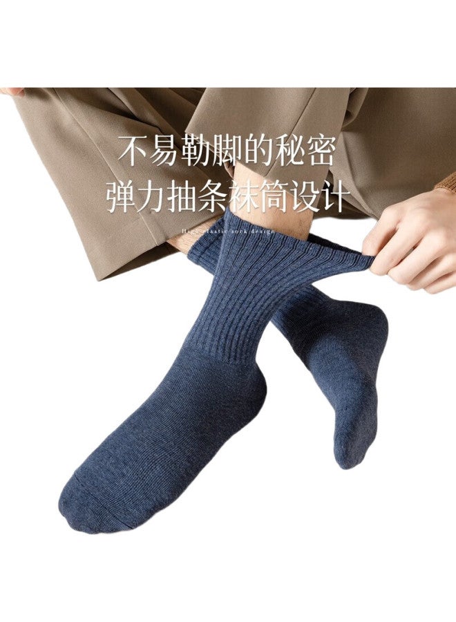Cotton Thirteen Mianshisan Men'S Long Socks, Spring And Autumn Season, 100% Pure Cotton, 7A Odor-Resistant And Antibacterial, Solid Color Men'S Socks, Breathable Long Socks, 5 Pairs - Image 1