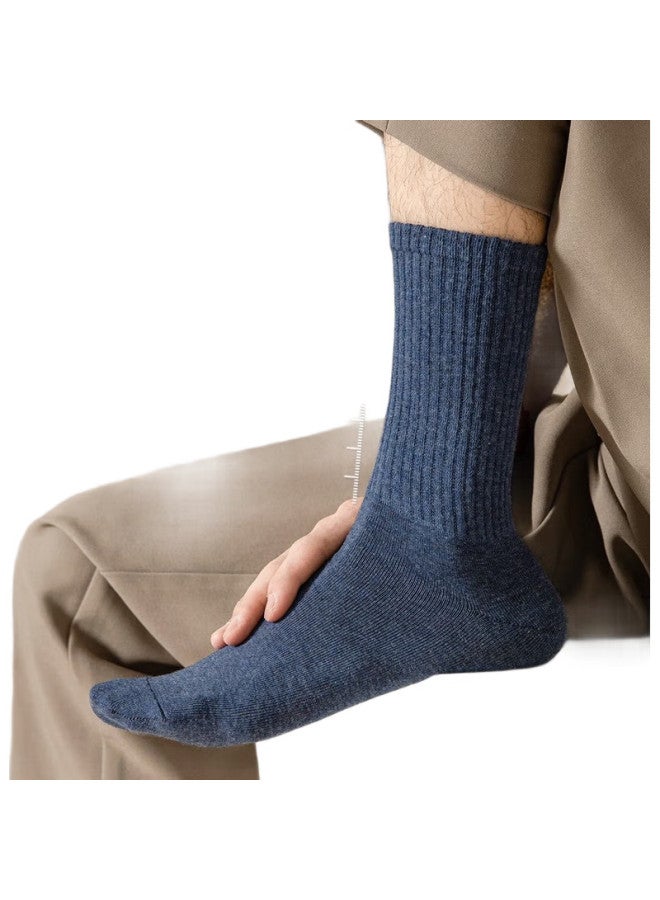 Cotton Thirteen Mianshisan Men'S Long Socks, Spring And Autumn Season, 100% Pure Cotton, 7A Odor-Resistant And Antibacterial, Solid Color Men'S Socks, Breathable Long Socks, 5 Pairs - Image 3