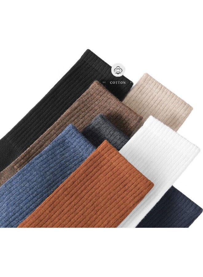 Cotton Thirteen Mianshisan Men'S Long Socks, Spring And Autumn Season, 100% Pure Cotton, 7A Odor-Resistant And Antibacterial, Solid Color Men'S Socks, Breathable Long Socks, 5 Pairs - Image 2