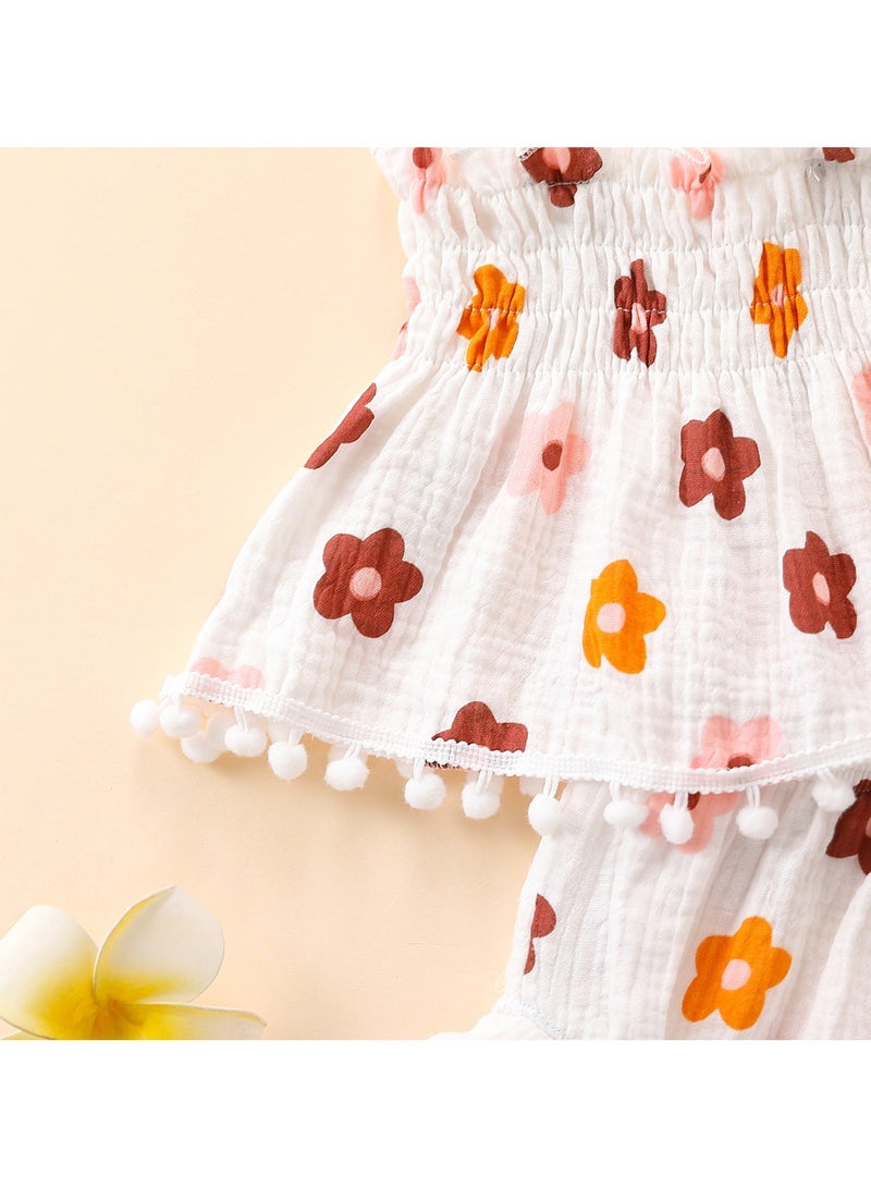 RedMapleTEK Baby Girl Flower Skirt Shorts Two-piece Set - Image 3