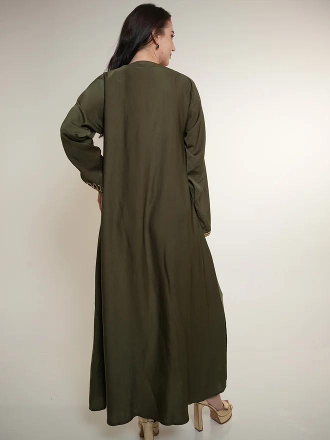Elena by DStyle Elena by DStyle Satin Jalabiya with Beaded Handwork