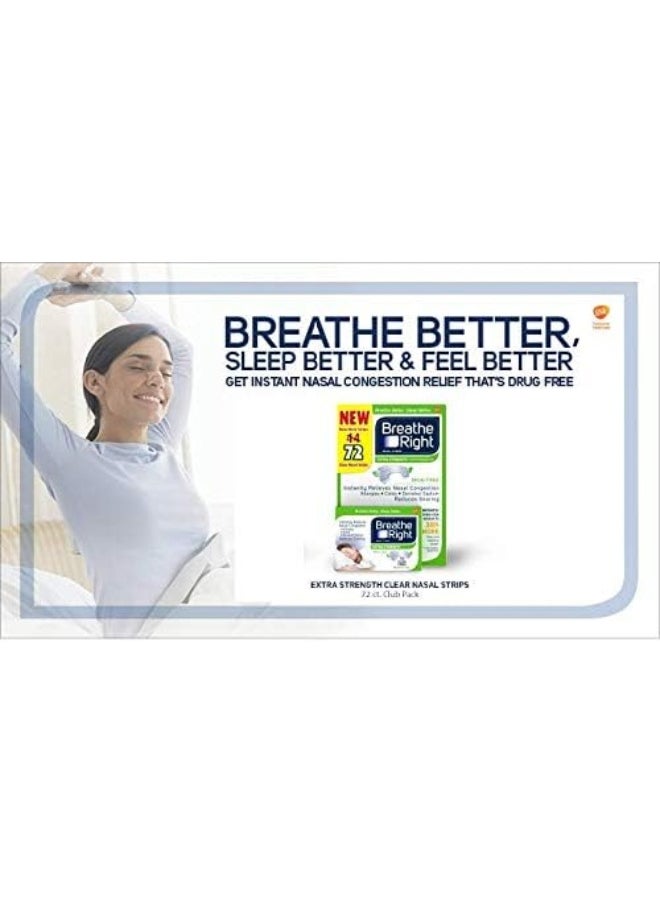 Breathe Right - Breathe Right Extra Strength Drug-Free Nasal Strips For Nasal Congestion Relief, 72 Count - Image 1