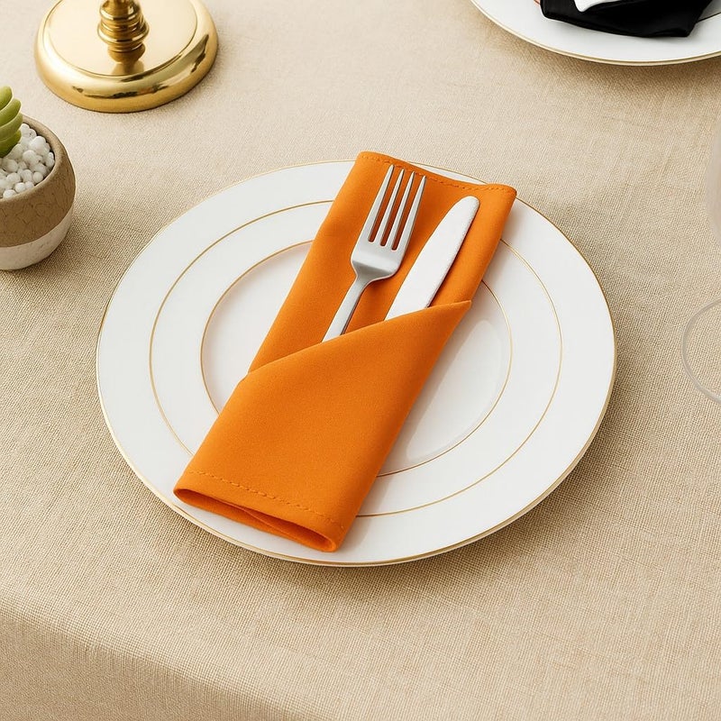Switchon Solid Orange Colour Table Napkins Set of 6 pcs 16X16 INCH - Image 3