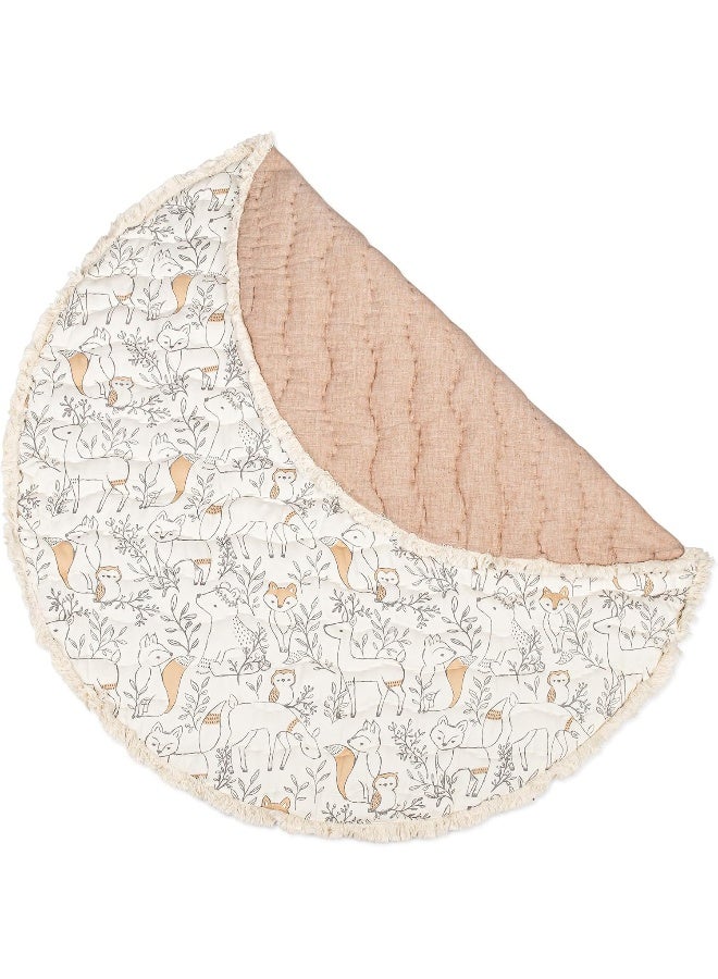 Crane Baby Baby Activity Mat, Woodland Animal Nursery Decor, Reversible Infant Play Mat for Tummy Time and Floor Activities, Infant Play Mat, 40" X 40" - Image 1