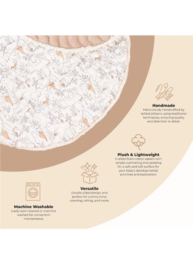 Crane Baby Baby Activity Mat, Woodland Animal Nursery Decor, Reversible Infant Play Mat for Tummy Time and Floor Activities, Infant Play Mat, 40" X 40" - Image 3